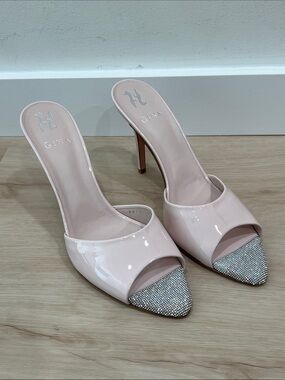 GINA Leather Marmont Heeled Mules 85 - Soft Pink